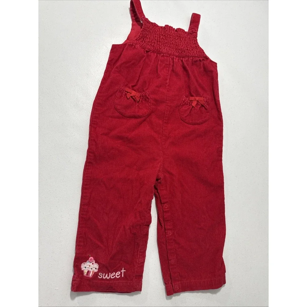Gymboree‎ Overalls Toddler 18 24M Red Cupcake Embroidery Romper